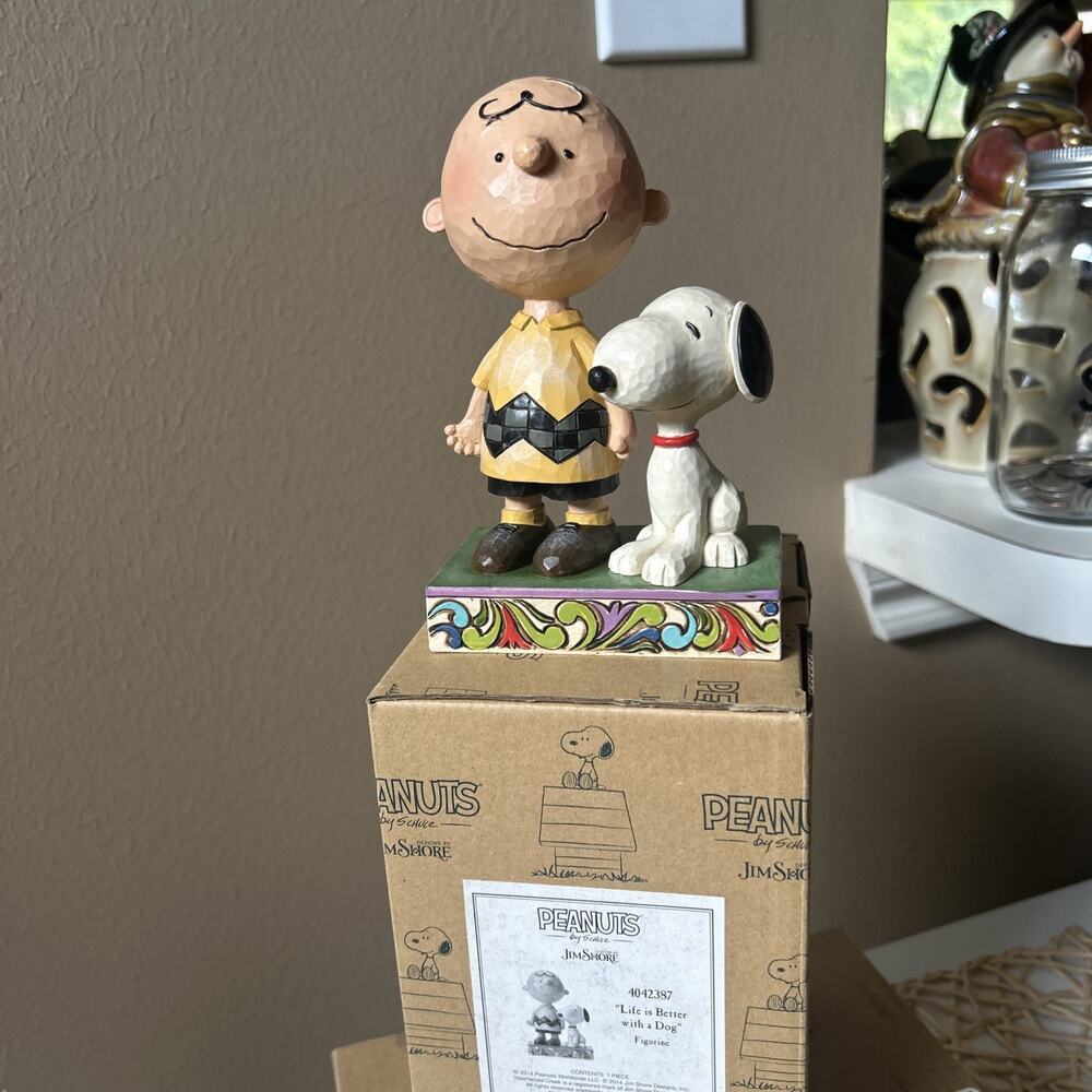 Jim Shore Peanuts Charlie Brown & Snoopy Life Is Better With A Dog, New w/ Box